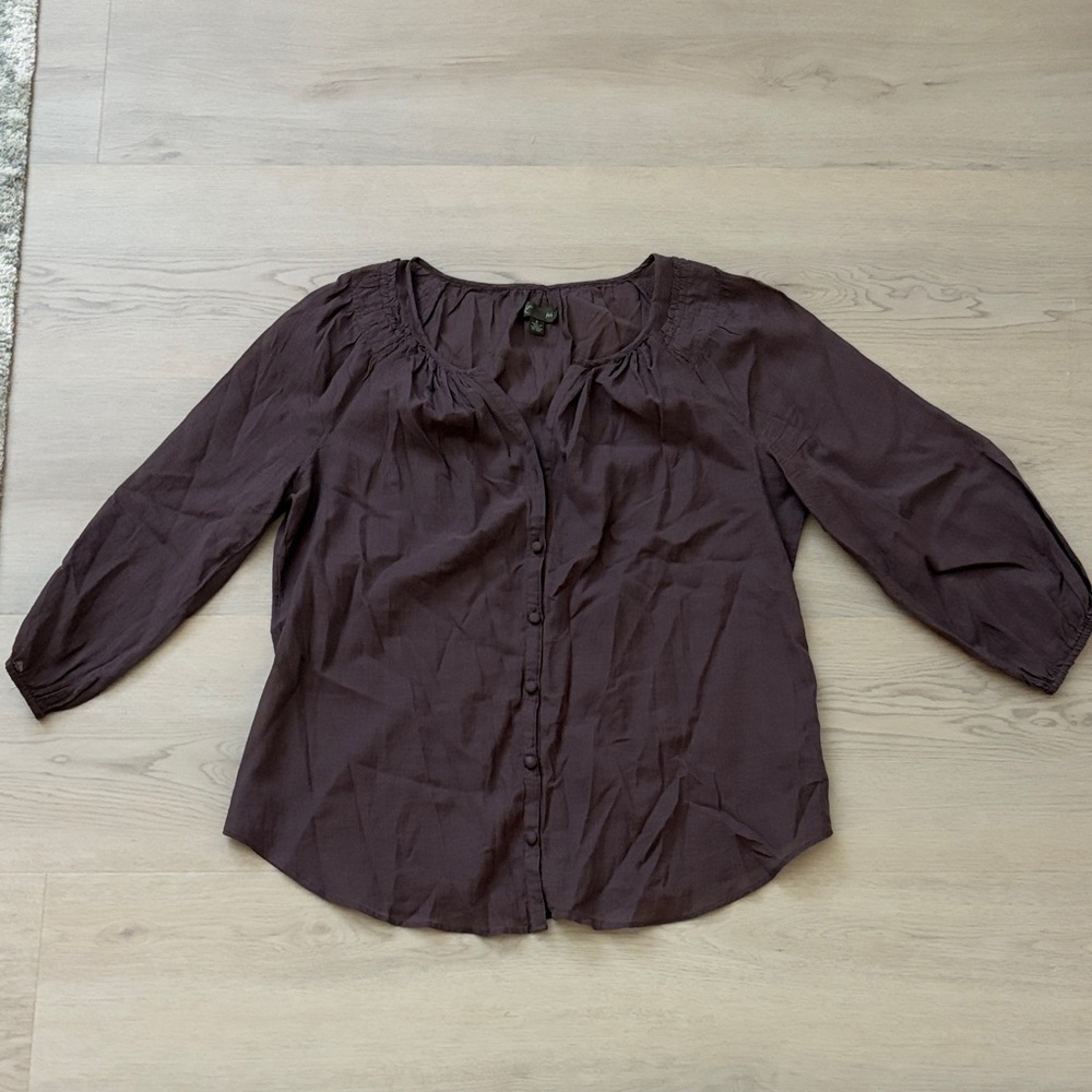 Anthropologie Women's Button-Front Peasant Blouse Like New